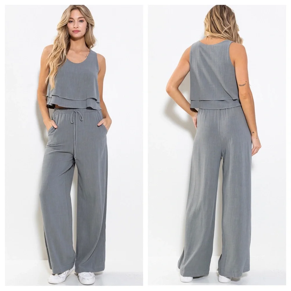 29 Linen Sleeveless Top and Pants Set - Picture 4 of 7